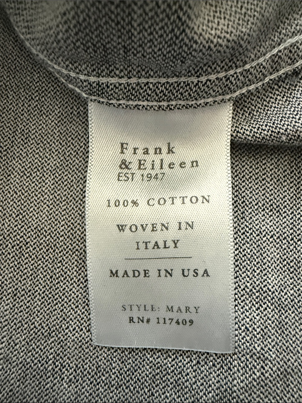 Frank & Eileen Navy and Heather Gray Shirt Panel - Picture 4 of 5